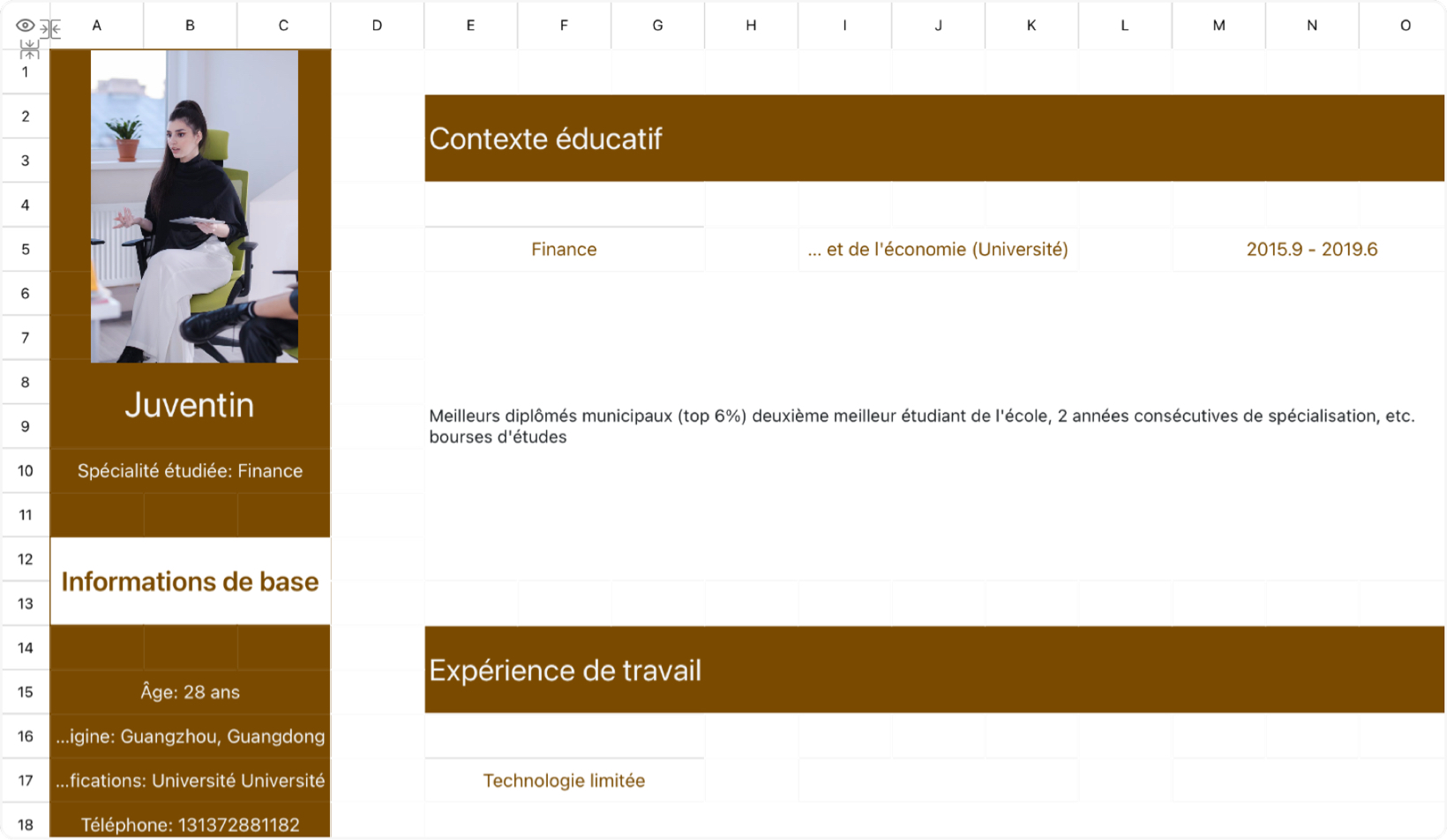 CV de recherche d'emploi en finance